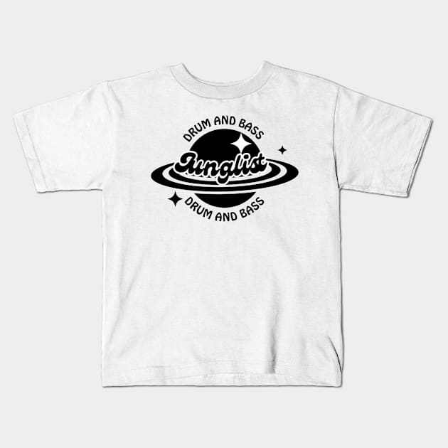 JUNGLIST  - Y2K Ringed Planet (Black) Kids T-Shirt by DISCOTHREADZ 